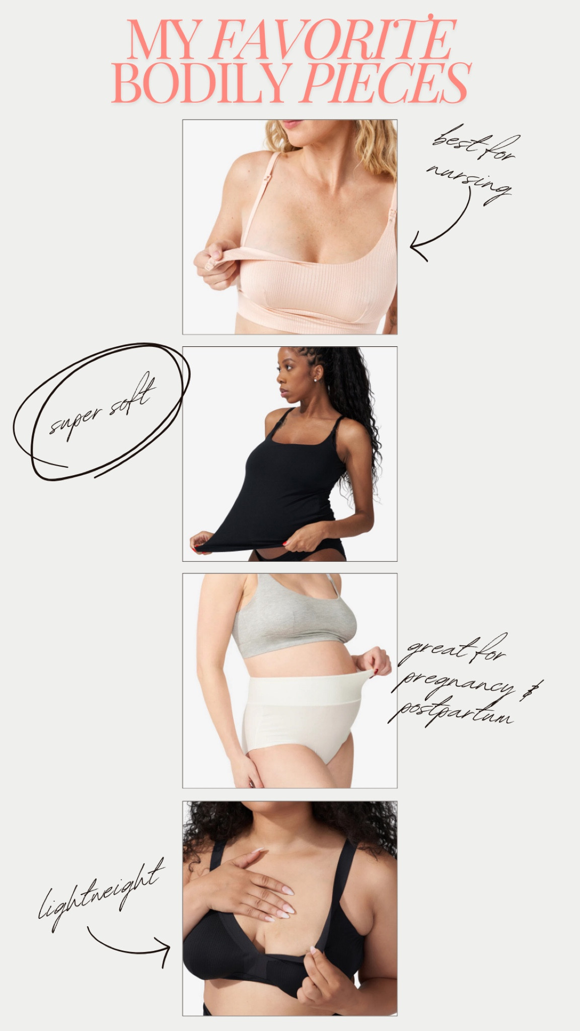 My favorite pregnancy, postpartum & breast feeding pieces from Bodily!

I’ve been living in these bras and panties since the last few weeks of my pregnancy until now, and I can truly say they are my favorites! Super soft, lightweight fabrics that still offer support.

#gifted #ad #pregnancy #breastfeeding #nursing #postpartum #summerbaby
