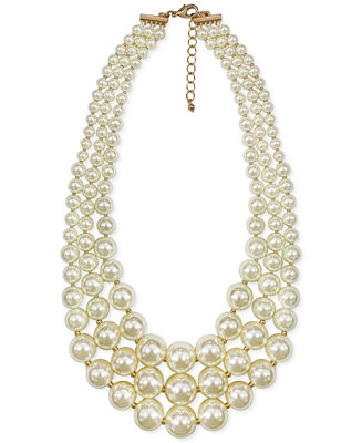 Imitation Pearl Three-Row Collar Necklace | Macy's