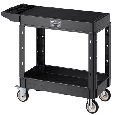 VEVOR Utility Cart, 550 lbs Load Capacity, 31.3 x 17.7-inch Service Cart, Two-Shelf Heavy Duty Plastic Utility Cart with 360° Swivel Wheels, Black | Target