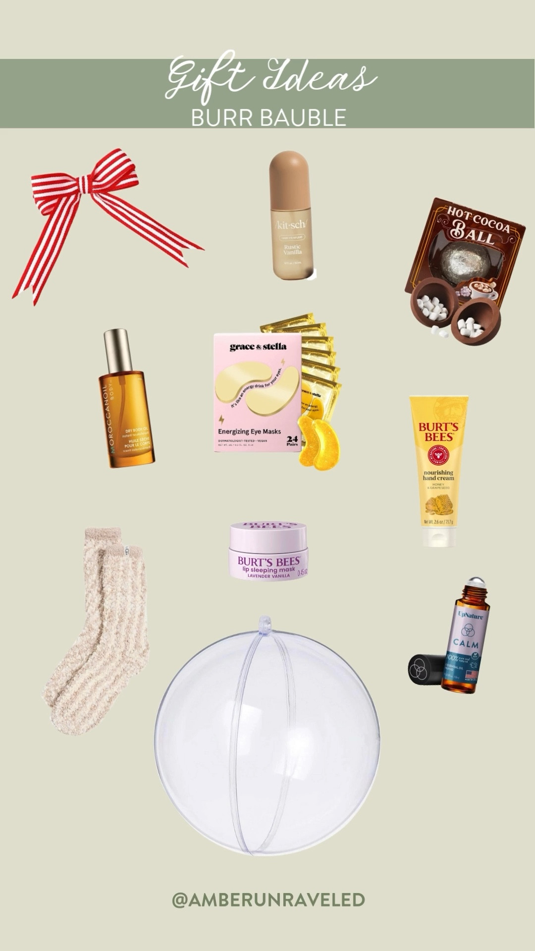 Peak happiness alert! Stuffing this burr bauble with all the good things to beat the winter chill! What do you mean you can fit a hot cocoa, eye masks, fuzzy socks, lip sleeping mask, and some skincare products in one tiny bubble? 

amazon finds, burts bees, fashion accessories, nighttime routine, gift guide for her, creative gifts, sweet treats, holiday gifting

#LTKBeauty #LTKGiftGuide #LTKFindsUnder50