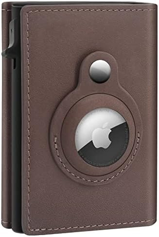 GAOCHALE AirTag Wallet Genuine Leather Air Tag Wallet RFID Technology Credit Card Holder with Min... | Amazon (US)