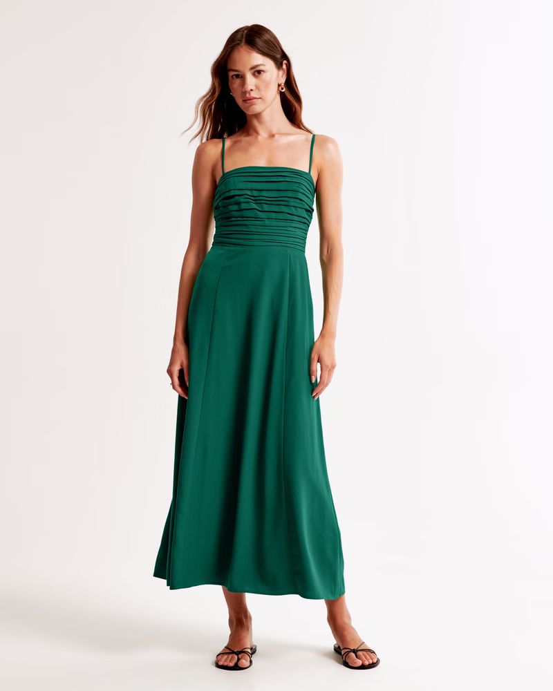 Women's Emerson Crepe Midi Dress | Women's New Arrivals | Abercrombie.com | Abercrombie & Fitch (US)