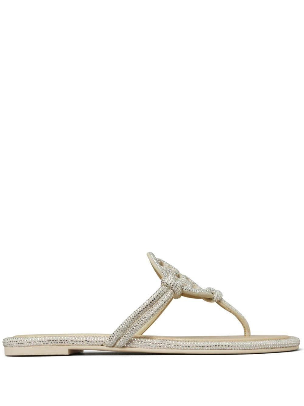 Tory Burch Miller crystal-embellished flip flips - Silver | Farfetch Global