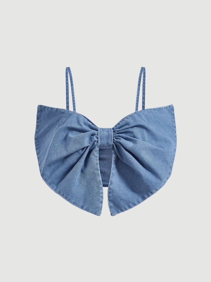SHEIN MOD Bow Front Cami Denim Top | SHEIN