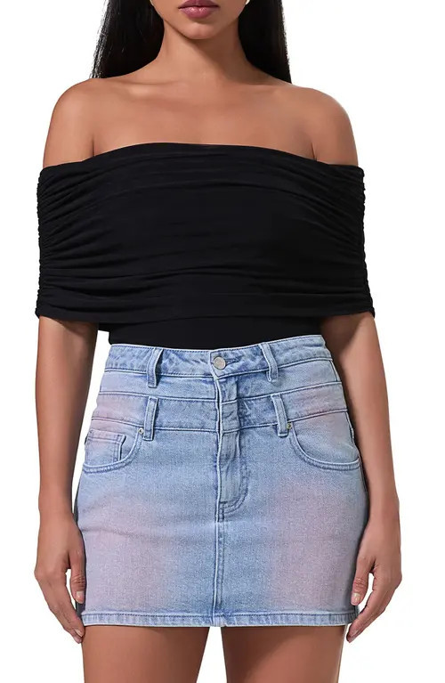 AFRM Divya Off the Shoulder Bodysuit in Noir at Nordstrom, Size Small | Nordstrom