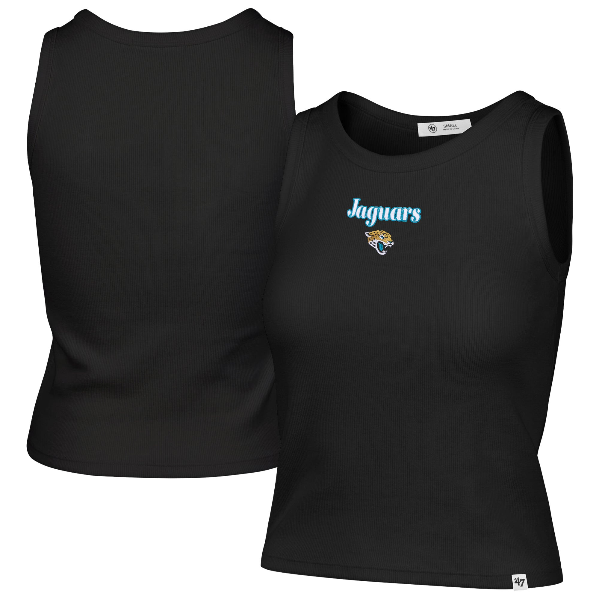 Jacksonville Jaguars '47 Women's Cropped Straight Cut Ribbed Baby Tank Top - Black | Fanatics