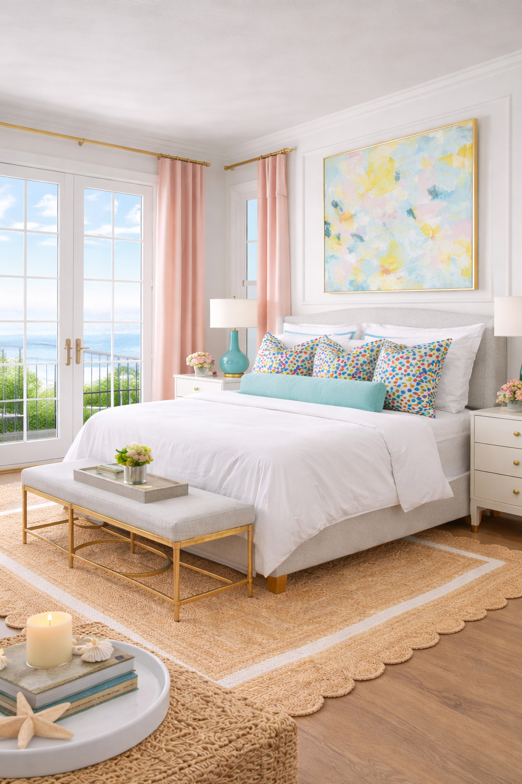 colorful bedroom decor, playful coastal bedroom, abstract wall art, pastel abstract painting, blue and yellow bedroom, pink curtain panels, polka dot pillows, patterned bedding, preppy coastal decor, palm beach style, beach house chic, feminine coastal bedroom, turquoise lamps, gold accents, brass hardware, chic nightstand styling, bedside table decor, layered white bedding, light and airy bedroom, ocean view bedroom, seaside home decor, scalloped jute rug, woven rug detail, symmetrical bedroom design, bright and happy home, resort style bedroom, glam coastal vibes, curated bedroom styling, sorority girl bedroom, dorm room inspiration, college apartment decor, preppy dorm decor, university of alabama style, bama dorm inspo, chic apartment bedroom, target home finds, amazon home favorites, pottery barn inspired, aesthetic bedroom inspo, cozy but colorful, elevated dorm room, southern style bedroom, home styling ideas 

 

#LTKU #LTKHome #LTKSaleAlert