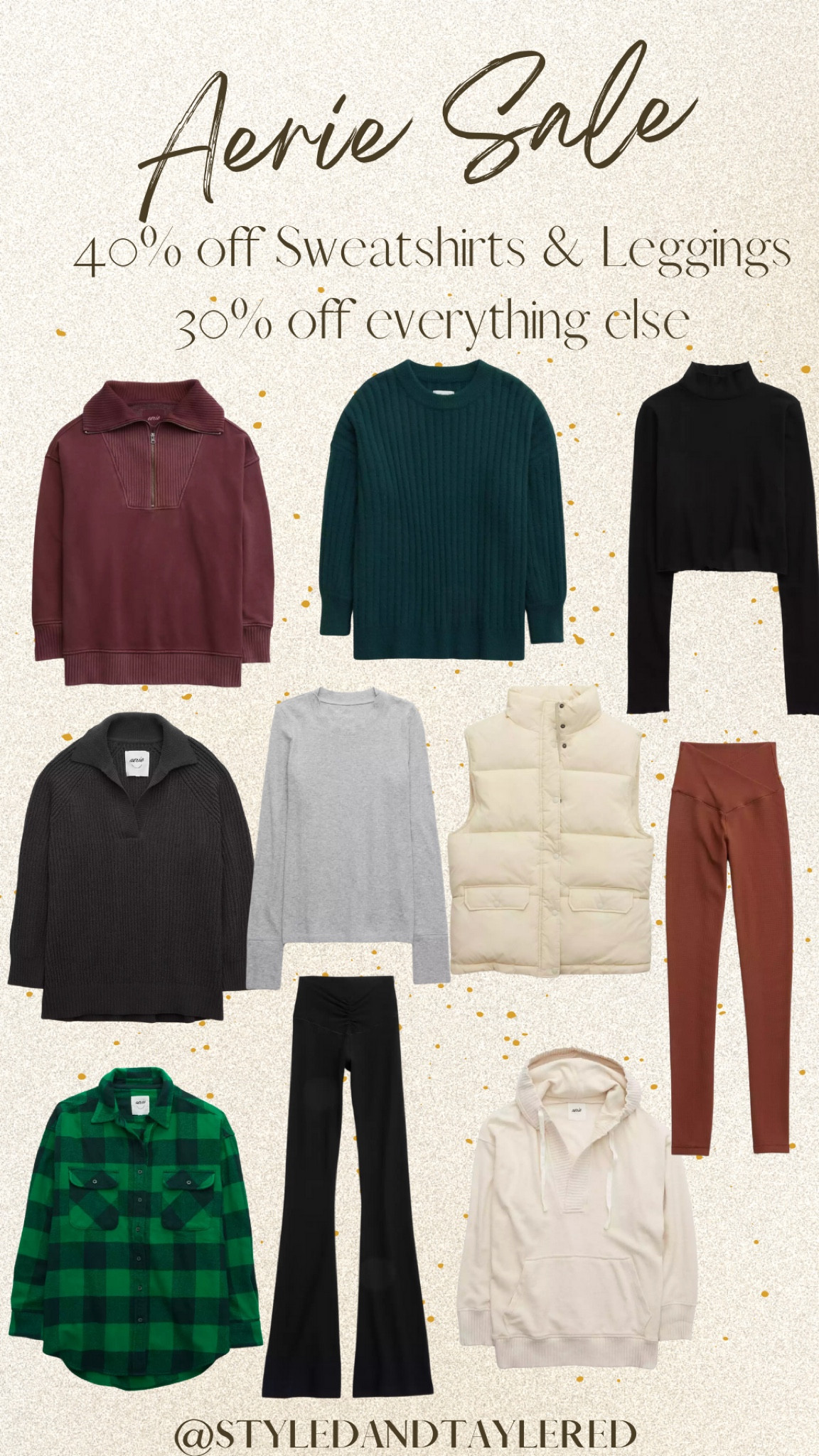 Aerie Black Friday Sale! 40% off SWEATSHIRTS & LEGGINGS!! 30% off everything else!! All the tops I got in a size large! 

#LTKunder50 #LTKsalealert #LTKCyberweek