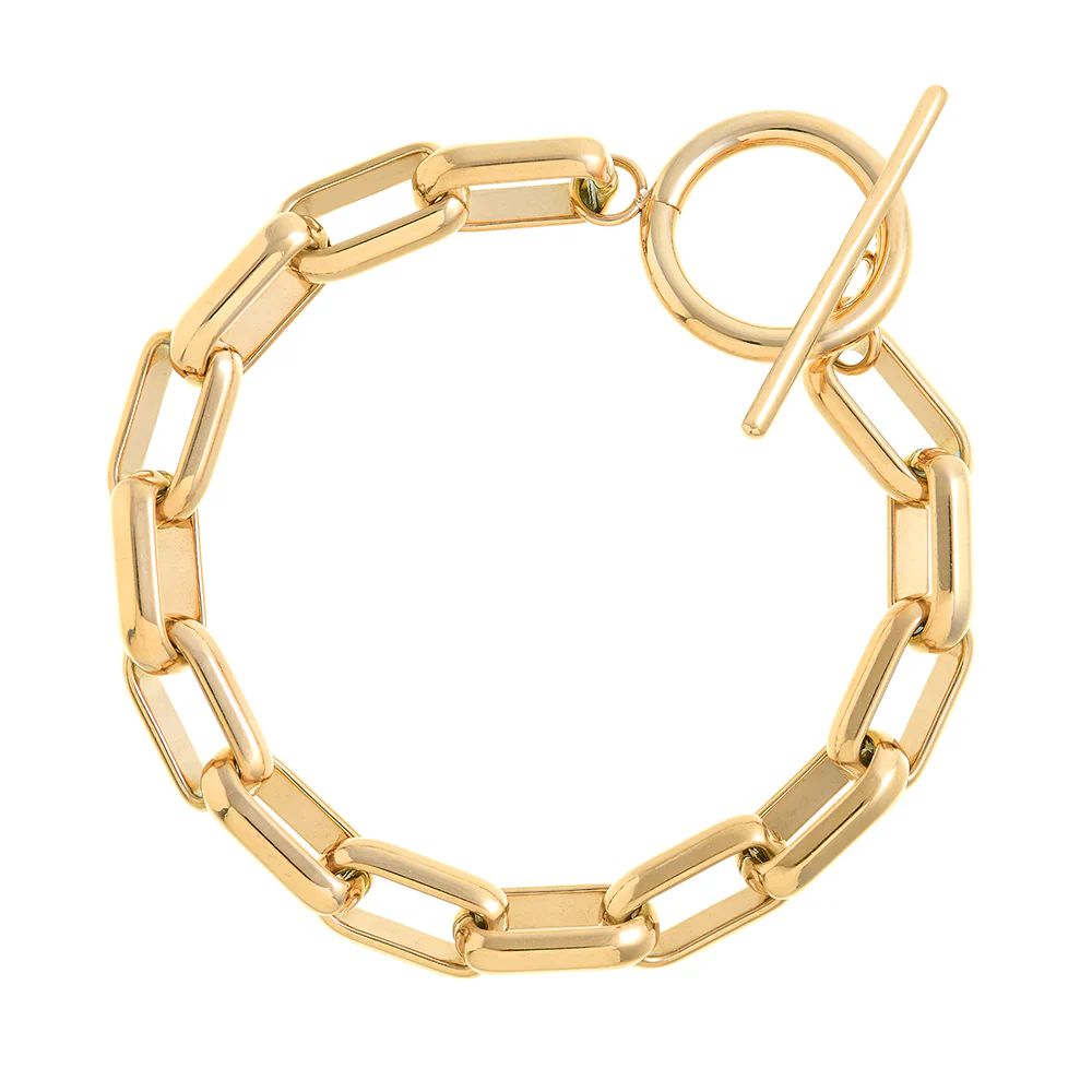 LUXE Rectangle Link T-Bar Bracelet - Gold | Orelia