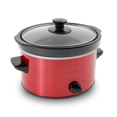 Elite Cuisine 2qt Oval Slow Cooker with Adjustable Settings and Keep Warm Red | Target