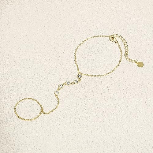 CZ Diamond Ring Bracelet Hand Chain, Greek Goddess Jewelry Accessories for Women, 6" to 8" adjust... | Amazon (US)