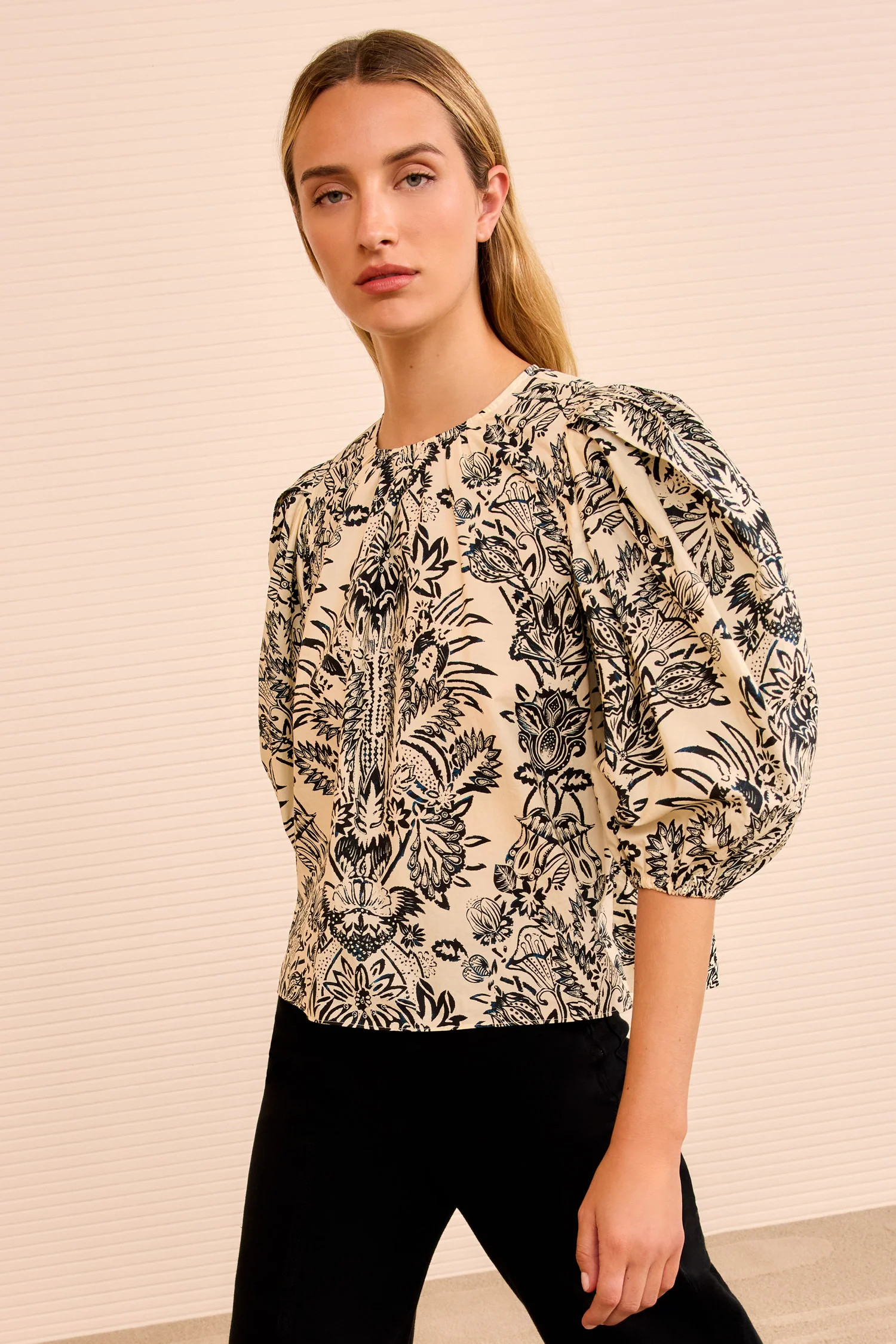 Frantiska Puff Sleeve Top - Ivory Flora | Ulla Johnson