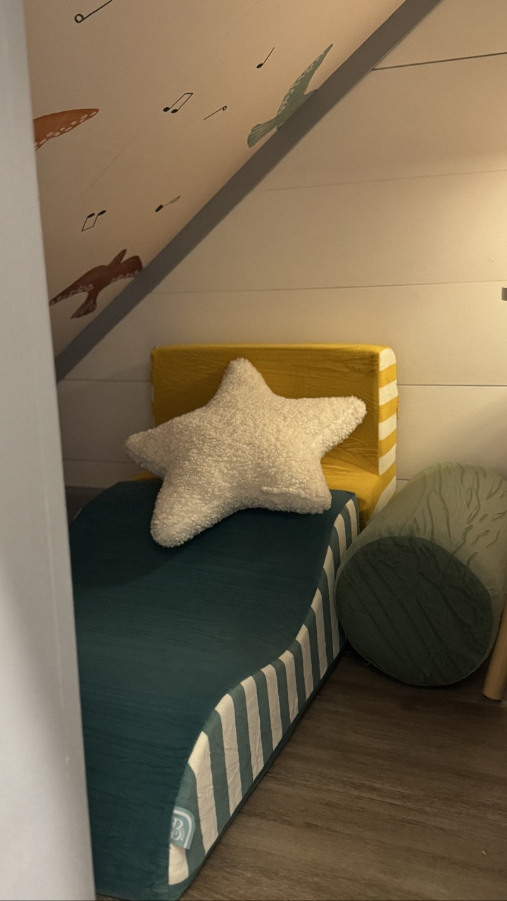 I’m still just a mom who spends way too long hunting for the right piece for my kid’s space that doesn’t break the bank😅

I’ve been looking for a small lounger for my son’s nook for months. Had to be boutique style, colorful, pattern. Had to be small. Refused to pay mortgage prices for it.

Found it. Grabbed it. Obsessed.

If you’re setting up a homeschool nook or just want a back to school gift that actually feels like it will be used, this is it.