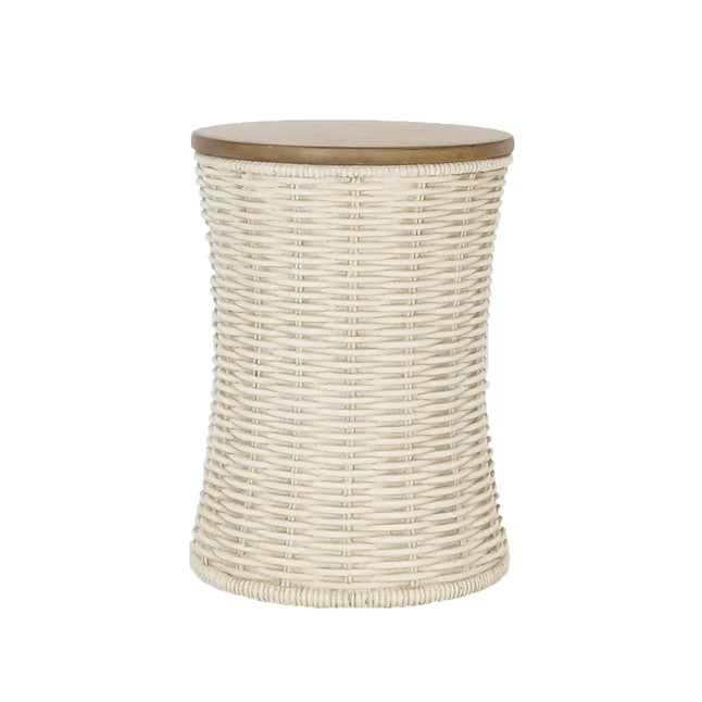 Origin 21 18.25-in White Resin Barrel Garden Stool | Lowe's
