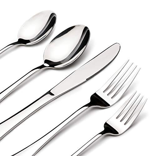 Silverware Set for 8, 40 Piece Heavy Duty Stainless Steel Flatware Utensils Cutlery Set Including Steak Knife Fork and Spoon, Dishwasher Safe, Gift Package for Wedding Housewarming | Amazon (US)