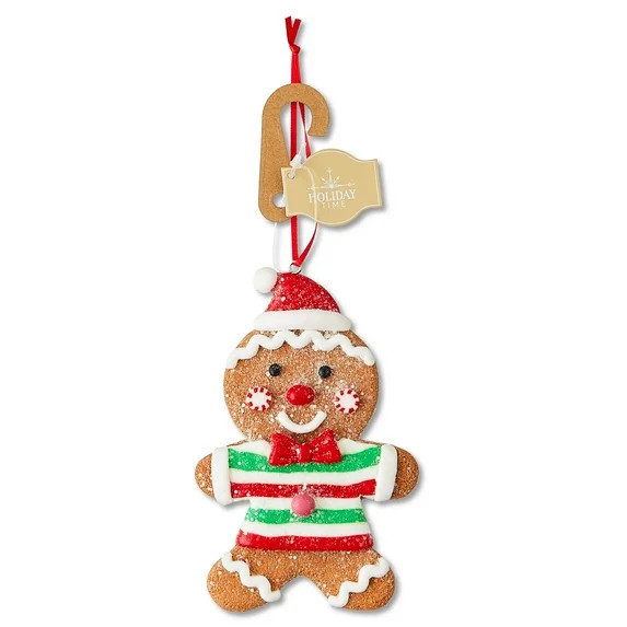 Multicolor Gingerbread Boy with Red Hat Christmas Ornament, 4.5", by Holiday Time | Walmart (US)