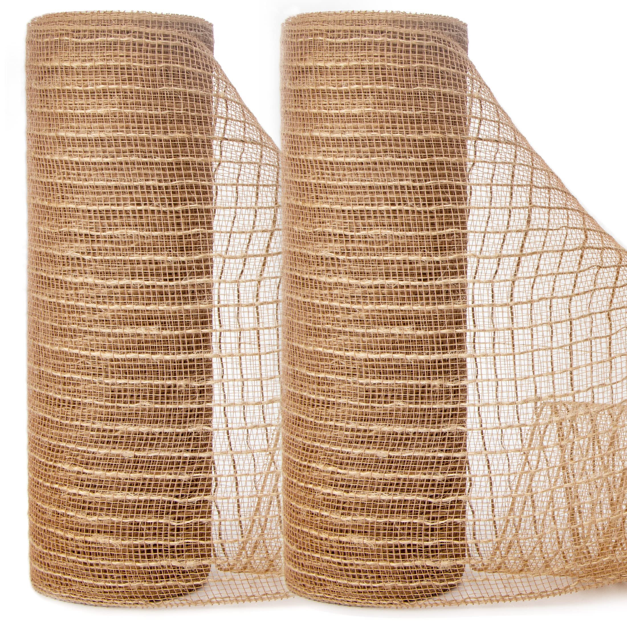 Ribbli 2 Rolls Burlap Mesh Ribbon,10 inch x 30 feet(10Yard) Each Roll,Natural with Jute,Use for W... | Amazon (US)