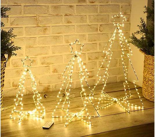 Kringle Express S/3 Foldable Indoor/Outdoor LED Christmas Trees | QVC