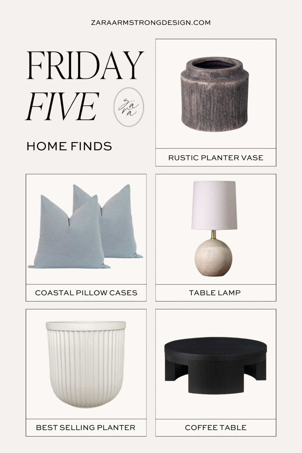 FRIDAY FIVE: home decor finds 
—
Modern organic home decor, affordable decor finds, neutral home, modern transitional home 

#LTKfindsunder50 #LTKhome #LTKsalealert
