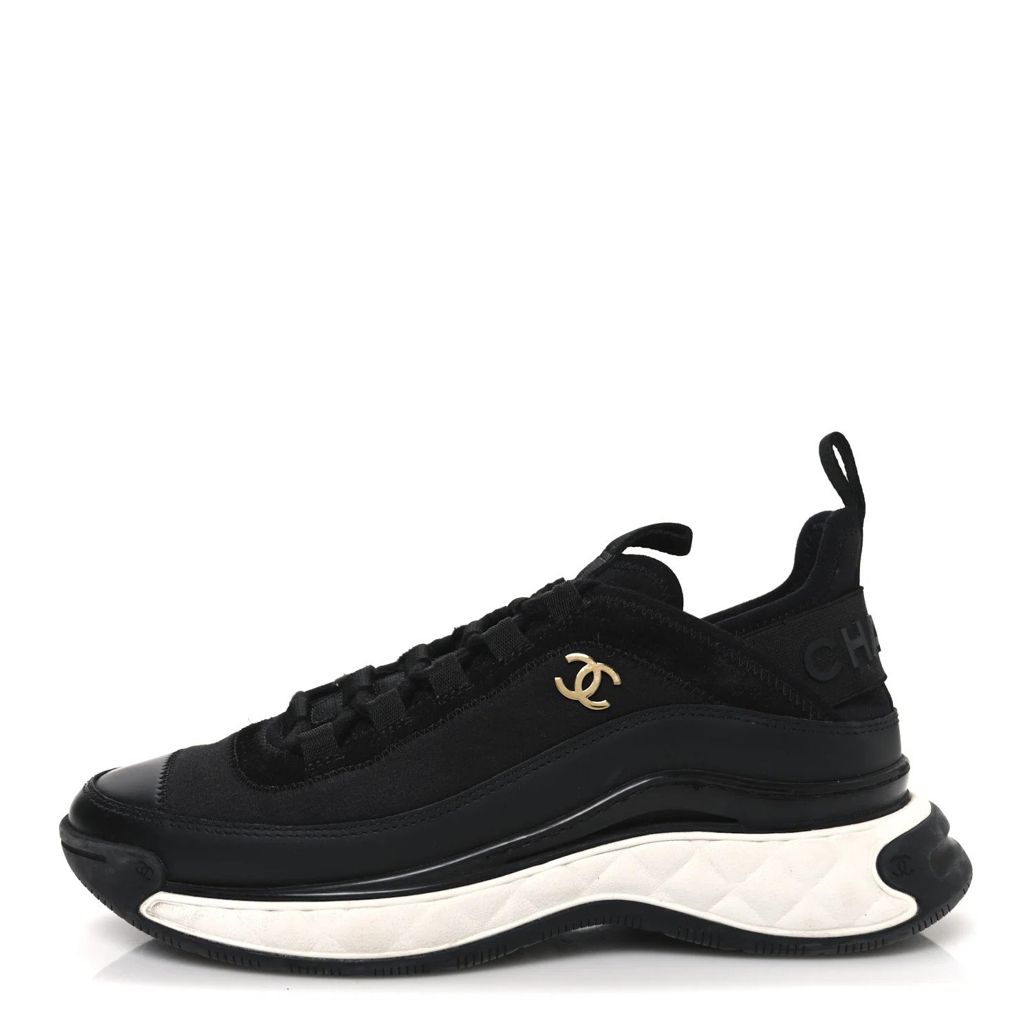 Velvet Calfskin Mixed Fibers CC Sneakers 37.5 Black | FASHIONPHILE (US)