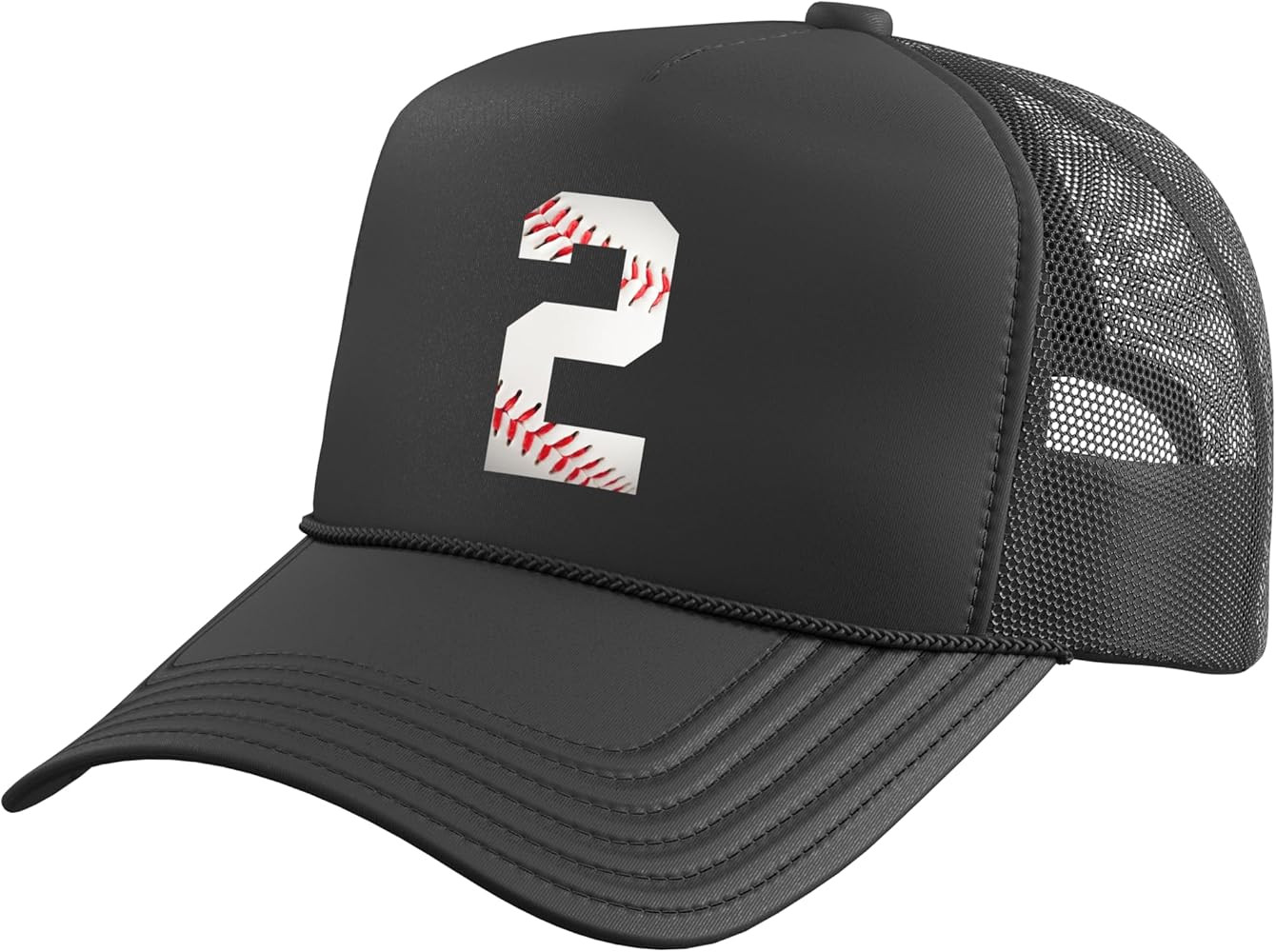 Number 2 - Minimalist Birthday Baseball Player Numbered Trucker Hat with Adjustable Mesh Back | Amazon (US)