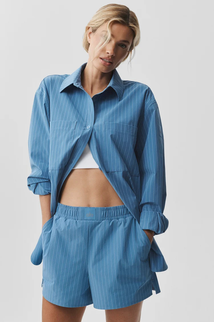 Pinstripe Daylight Button Down Long Sleeve | Alo Yoga