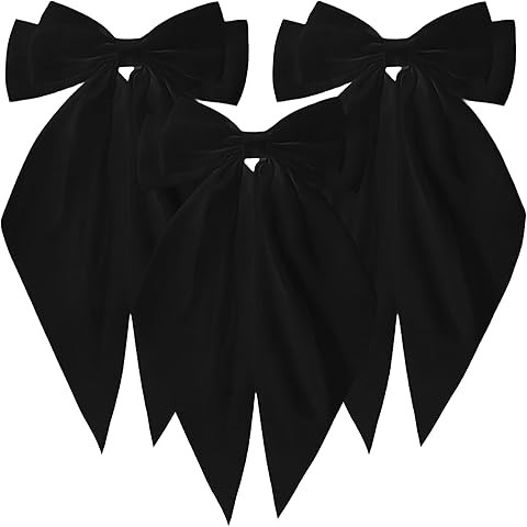 Designer Black Satin Bow Hair Clip with Gold Accent, Classic Oversized Style, Hair Accessory | Amazon (US)