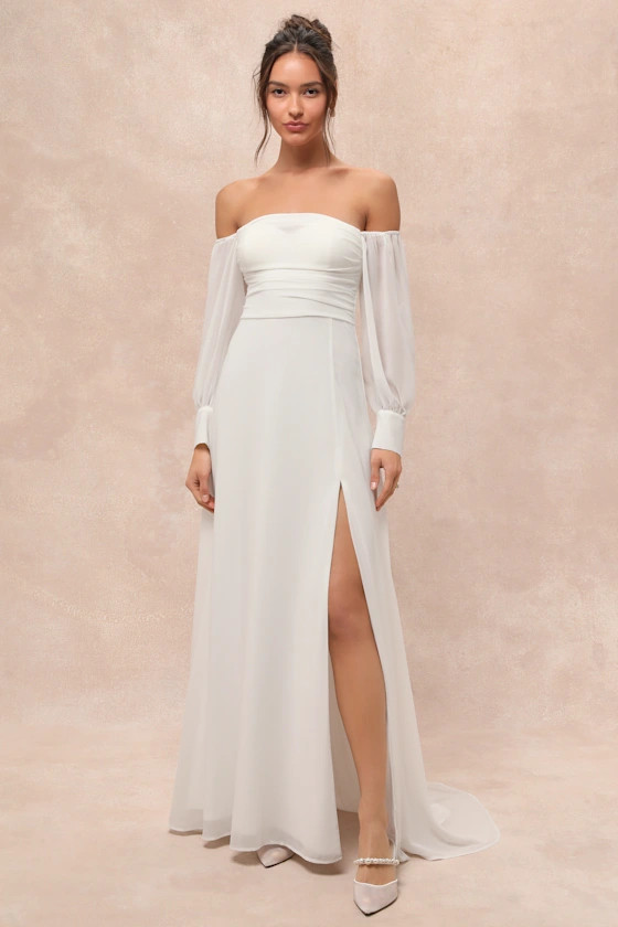 Adorna White Off-the-Shoulder Maxi Dress | Lulus