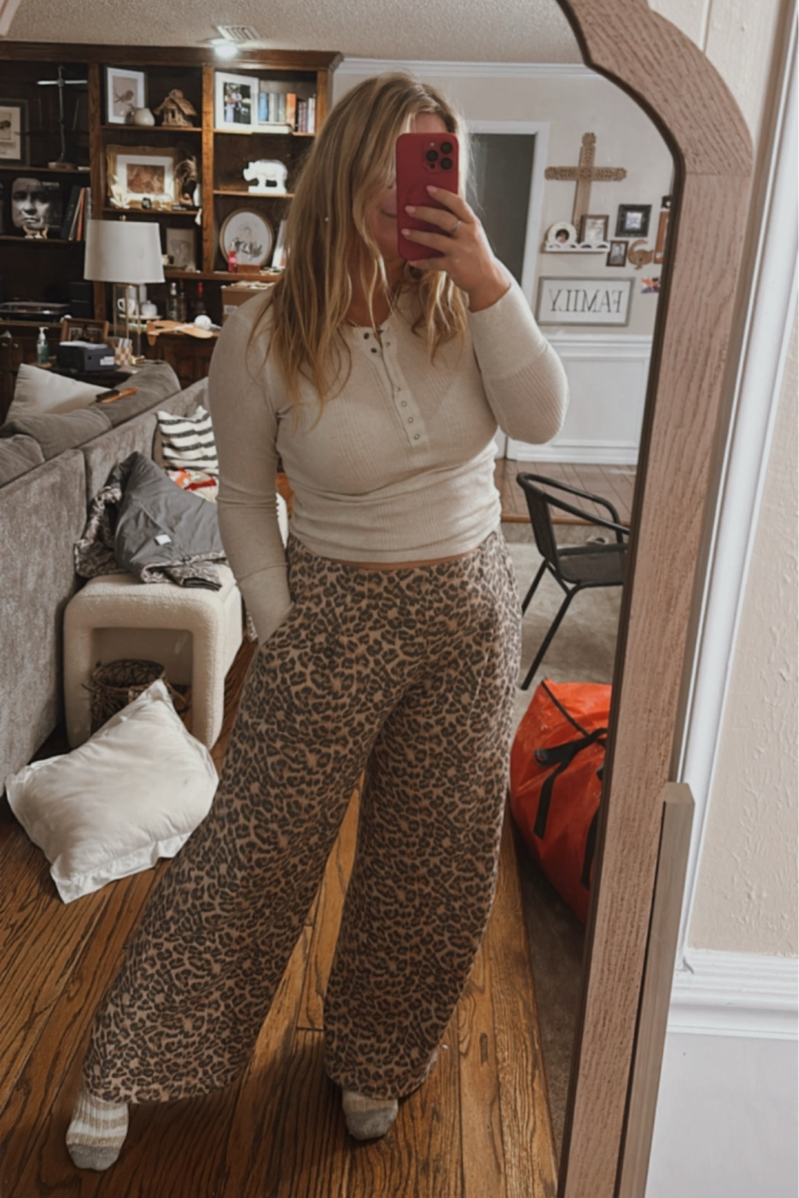 Travel OOTD! Loved this for a long driving day! 
#cheetahpants #aerie #aeriepants 

#LTKStyleTip #LTKTravel #LTKSaleAlert