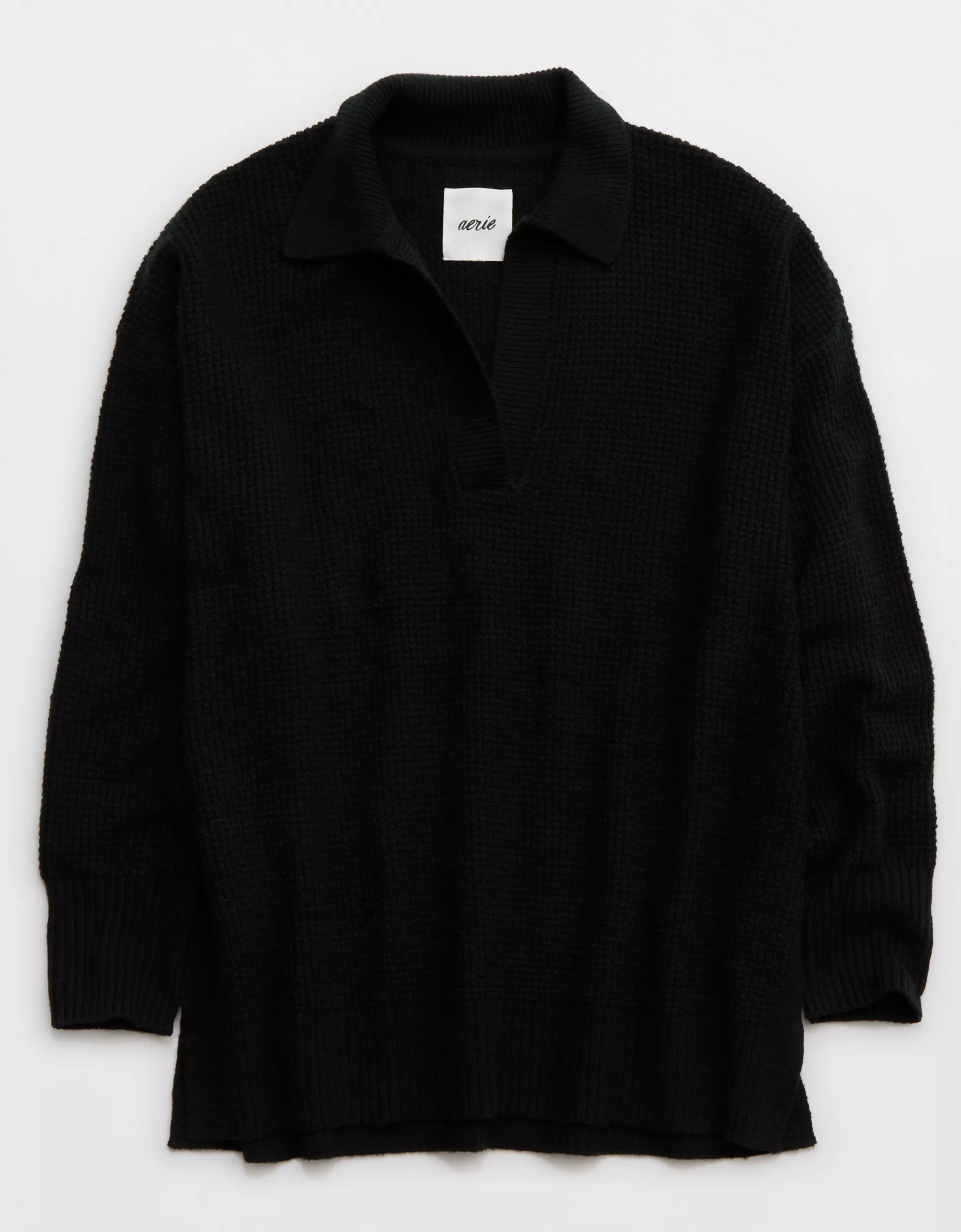 Aerie CozyUp Waffle Polo Sweater | American Eagle Outfitters (US & CA)