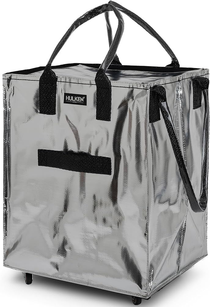 HULKEN - (Large, Silver) Reusable Grocery Bag On Wheels, Shopping Trolley, Rolling Tote, Zipper C... | Amazon (US)