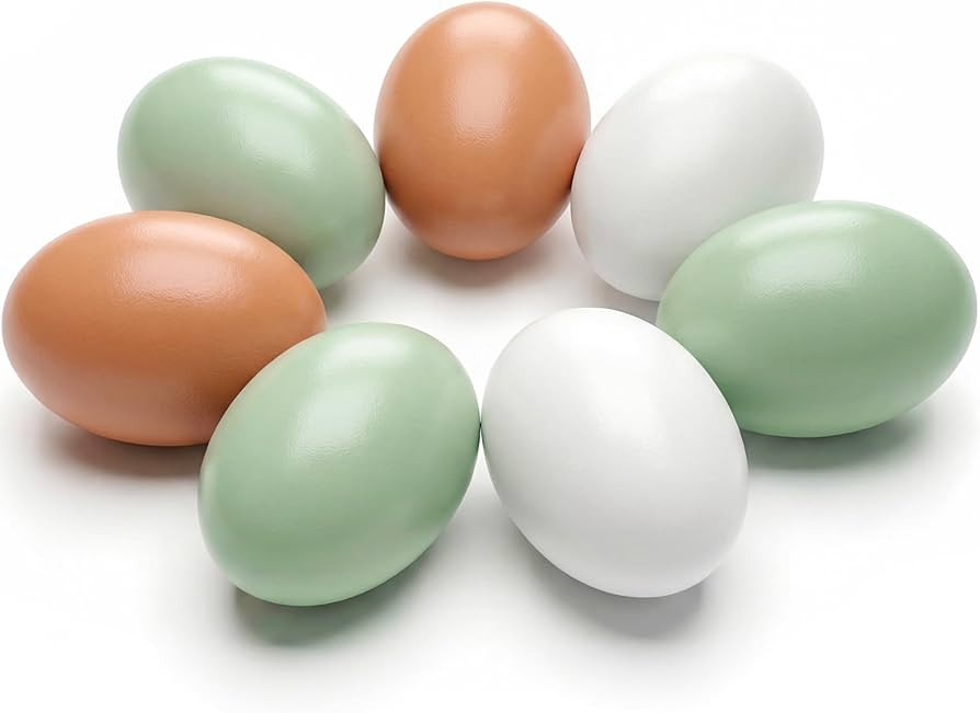SallyFashion 7 Pcs Wooden Fake Eggs, 3 Colors Wood Fake Chicken Nesting Eggs for Crafts Home Deco... | Amazon (US)