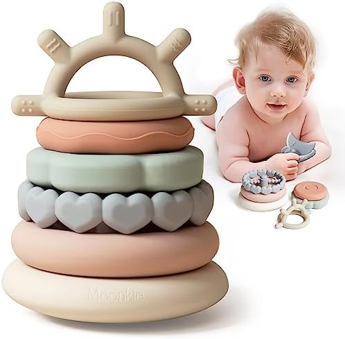 Moonkie Stacks of Circles Soft Teething Toy | Educational Learning Baby Toy | Stacking Ring Toys ... | Amazon (US)