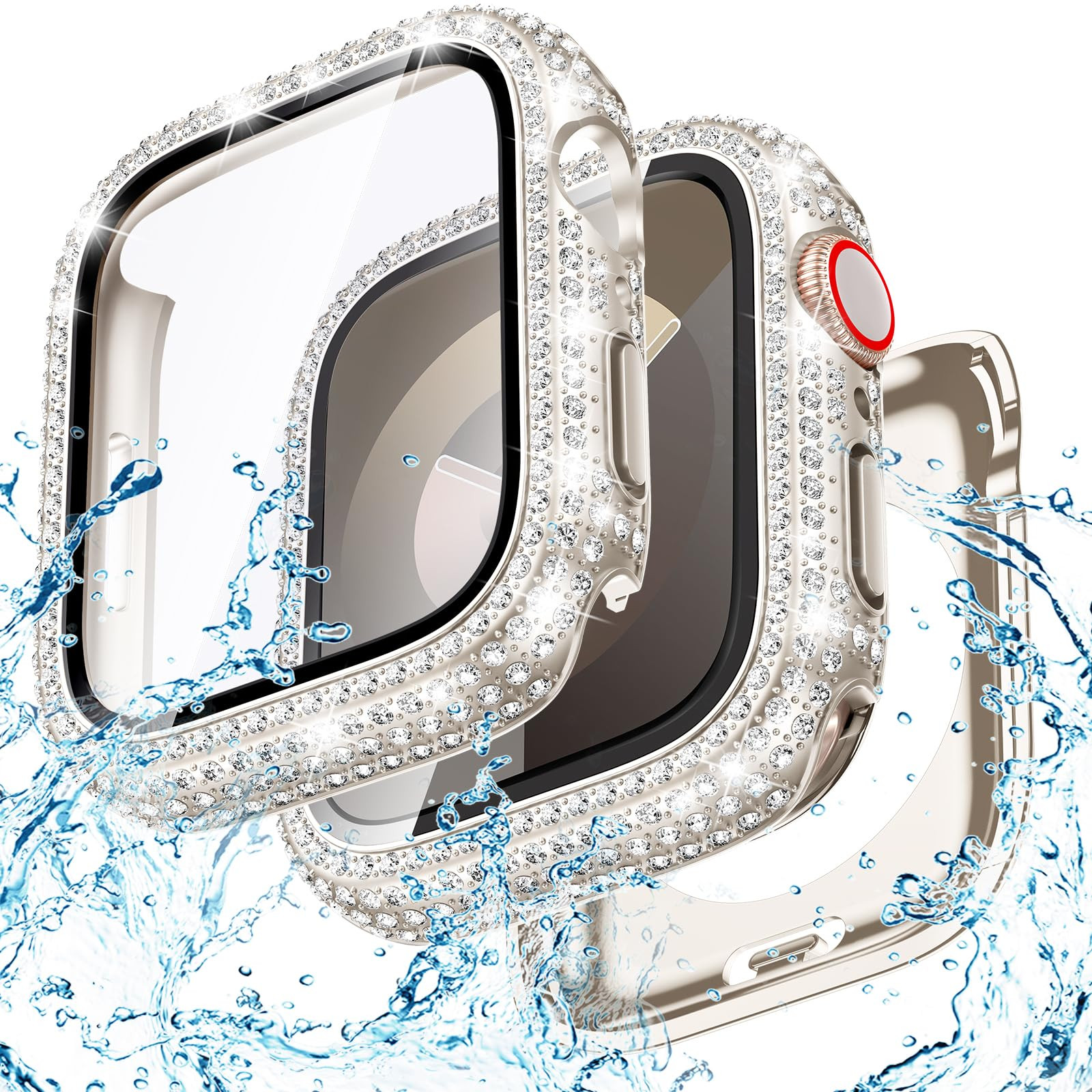 Goton 2-in-1 Waterproof Bling Case Compatible for Apple Watch Screen Protector 40mm 41mm 42mm 44m... | Amazon (US)