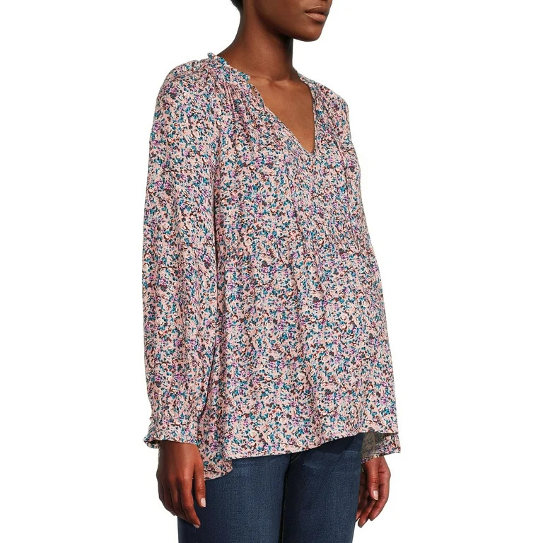Destination Maternity Women's Split Neck Blouse - Walmart.com | Walmart (US)