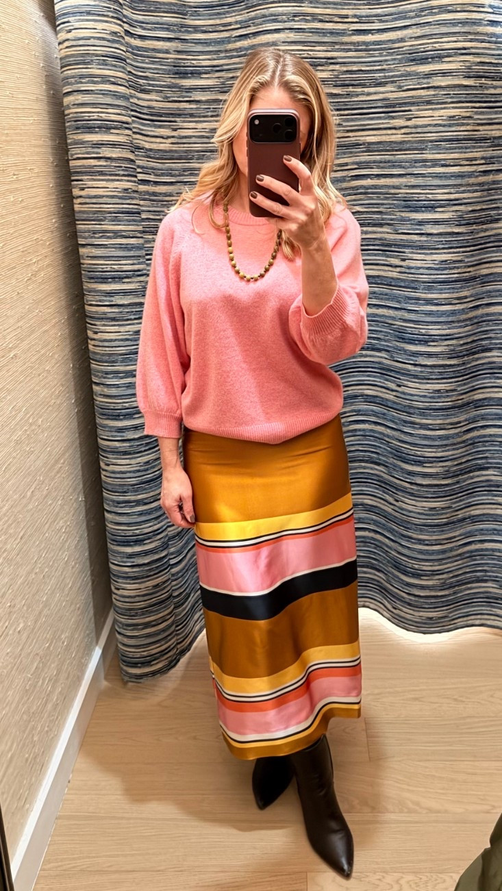 Fell hard for this silk skirt yesterday 🤍 The colors, the movement, the feel — it’s one of those pieces that instantly elevates a simple sweater and boots. I found this one at Unsubscribed and couldn’t stop thinking about it.

I’ve linked the exact skirt in my ShopMy, and I added a few similar options here if you’re looking for the same vibe ✨
Perfect for dressing up now and styling casually into spring.

#LTKSeasonal #LTKootd #LTKTravel