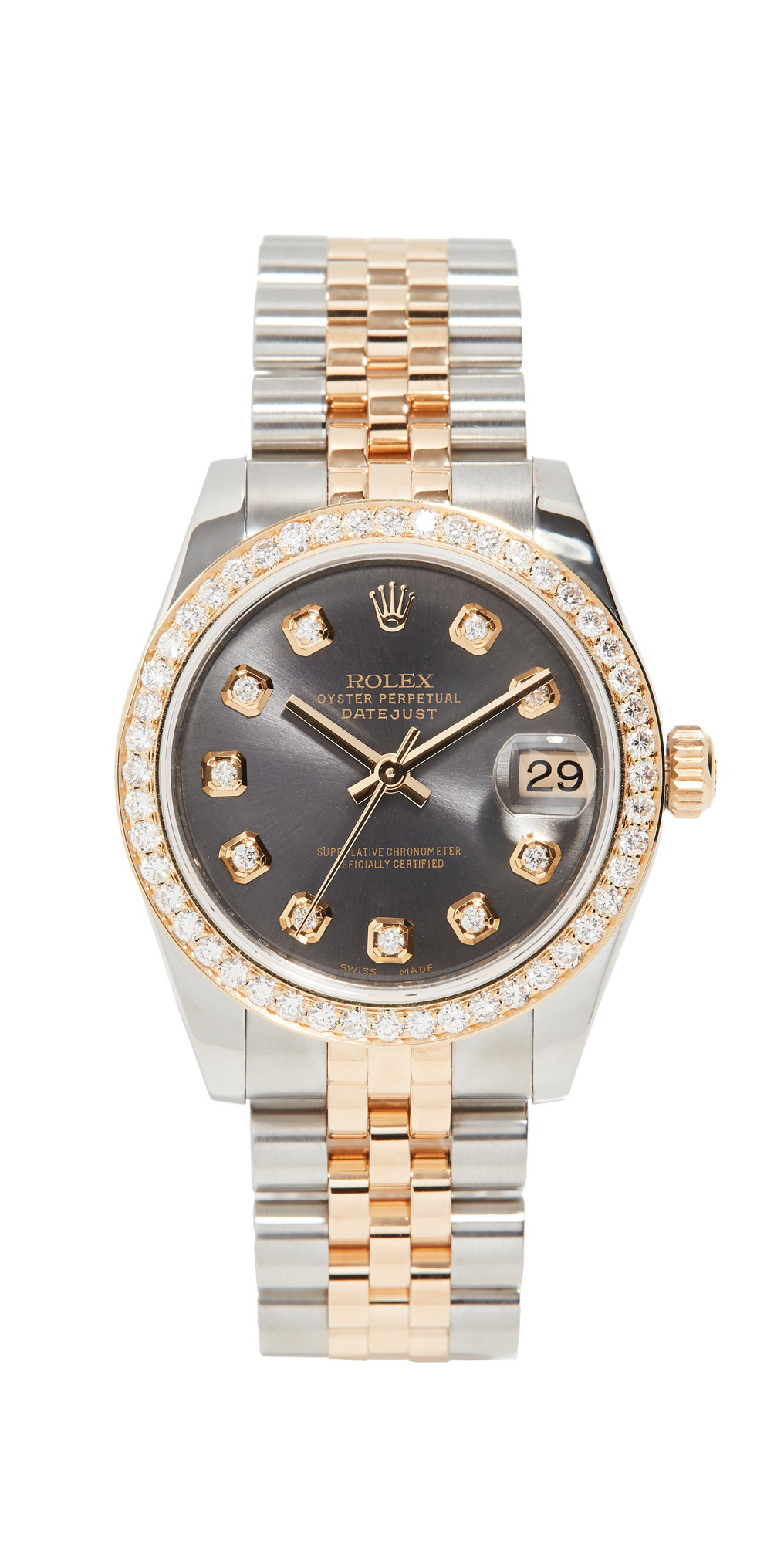 Pre-Owned Rolex 31mm Rolex Date Just Grey Diamond Watch | Shopbop