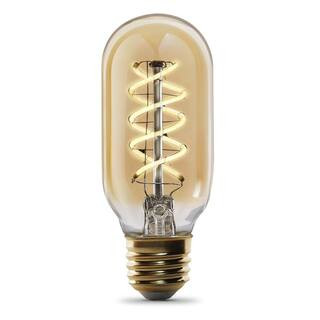 40-Watt Equivalent T14 Dimmable Spiral Filament Amber Glass E26 Vintage Edison LED Light Bulb, Warm White | The Home Depot
