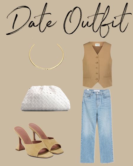 Kat Jamieson shares an easy date outfit. Mayson vest, relaxed fit jeans, date night, bottega clutch, mule sandals, gold collar necklace, fall outfit. 

#LTKshoecrush #LTKstyletip #LTKSeasonal