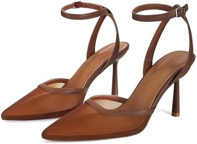 Closed Toe Mesh Heels for Women Pointed Toe Ankle Strap Stiletto Heeled Sandals Wedding Evening D... | Amazon (US)