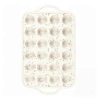 24 Cups Silicone Mini Muffin Pan with Dishwasher Safe for Muffin and Cupcakes, Beige with Rainbow Spots (1-Pack) | The Home Depot