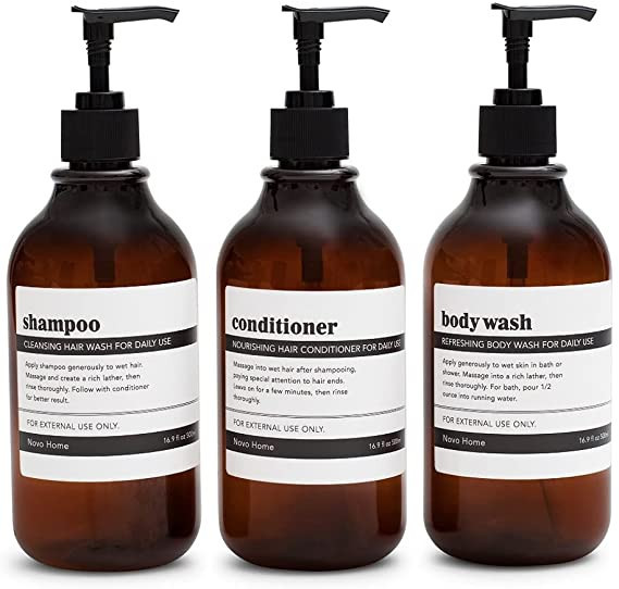 MaisoNovo Apothecary Dispenser Bottle for Bathroom and Kitchen - Refillable for Shampoo Lotion Oi... | Amazon (US)