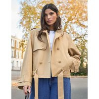 RO&ZO Cotton Rich Belted Cropped Trench Coat Camel | Marks & Spencer (UK)