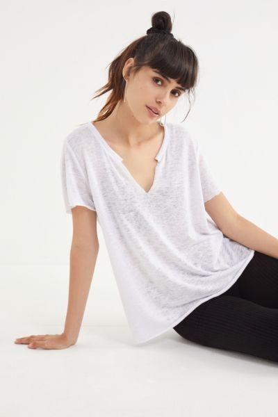 Project Social T Notch Neck Tee - White XS at Urban Outfitters | Urban Outfitters (US and RoW)