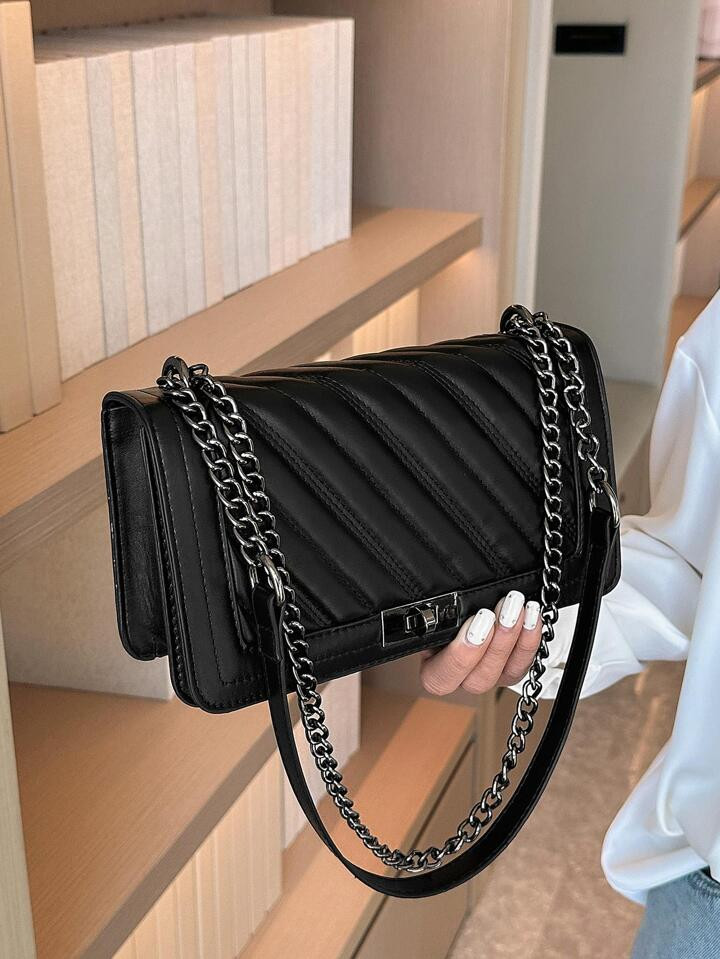 Lightweight,Business Casual Solid Color Square Bag Quilted Chain Strap For Teen Girls Women Colle... | SHEIN
