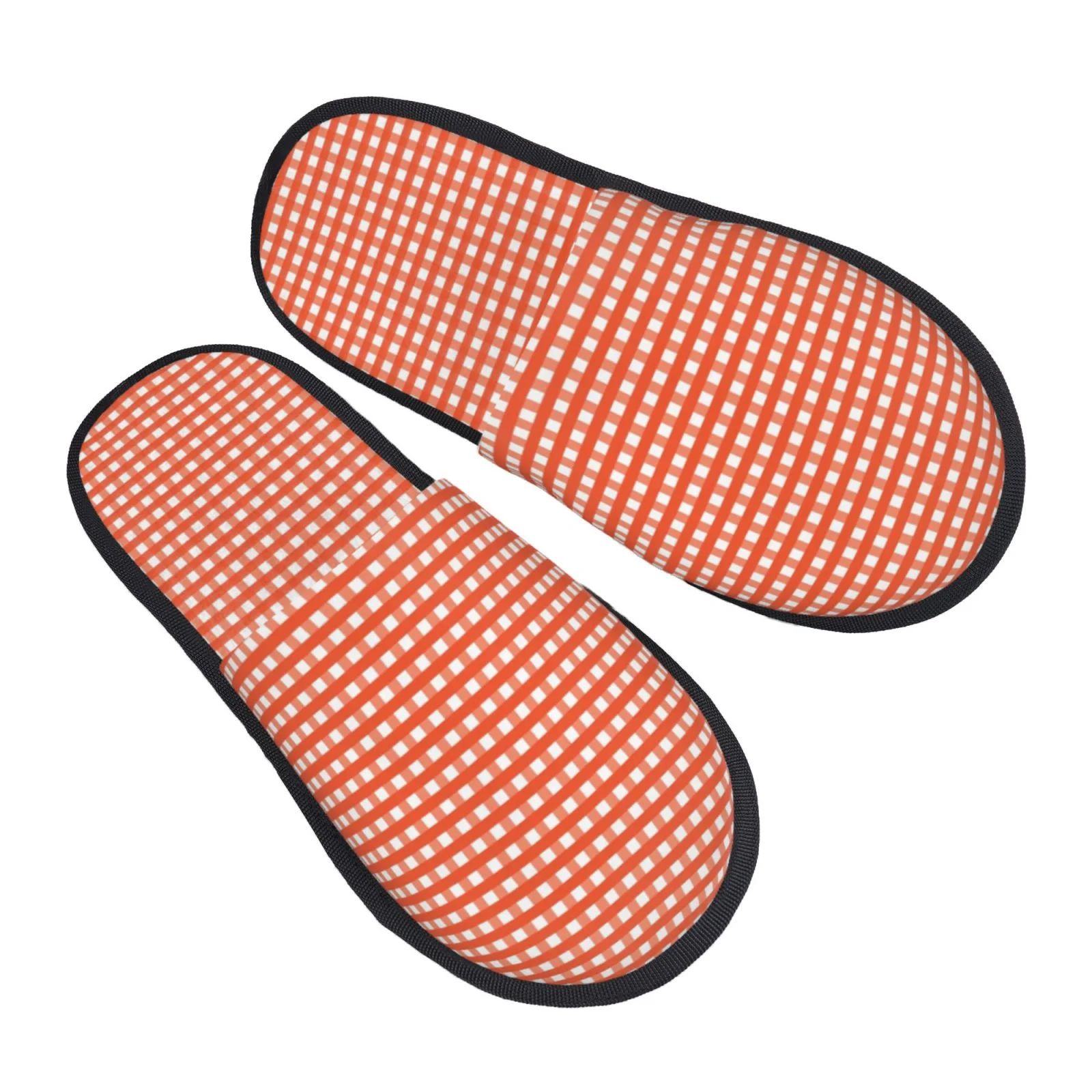 Bingfone Orange Gingham House Slippers For Women Men With Soft Rubber Sole Slip On For Indoor/Out... | Walmart (US)