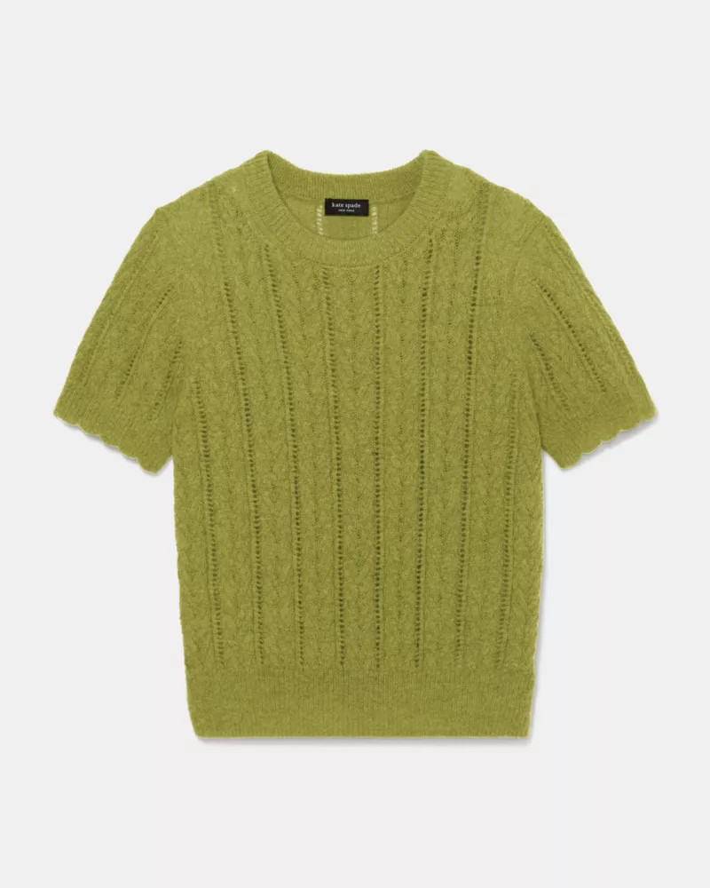 Kate Spade Pointelle Short Sleeve Sweater, Green - XL | Kate Spade (US)
