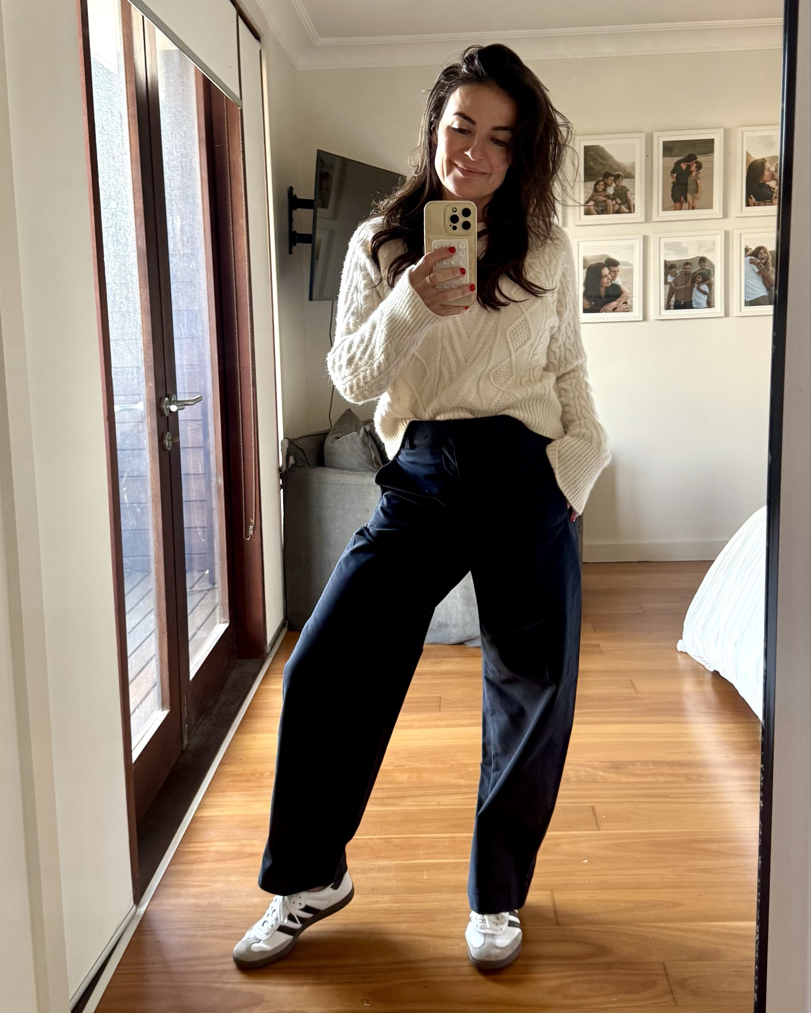 My cable knit is a few years back from Rag & Bone - purchased on The OUTNET. Have added a few great ones below 
Pants - I’m wearing a medium 