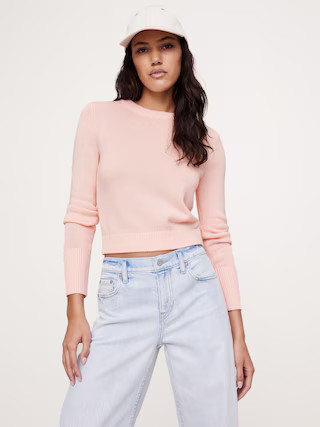 Cotton-Silk Crew-Neck Sweater | Banana Republic (US)
