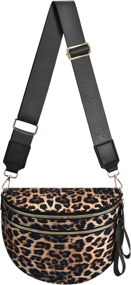 Checkered Nylon Crossbody Bag Bum Bag for Women Mom Large Checkered Fanny Packs with Adjustable S... | Amazon (US)